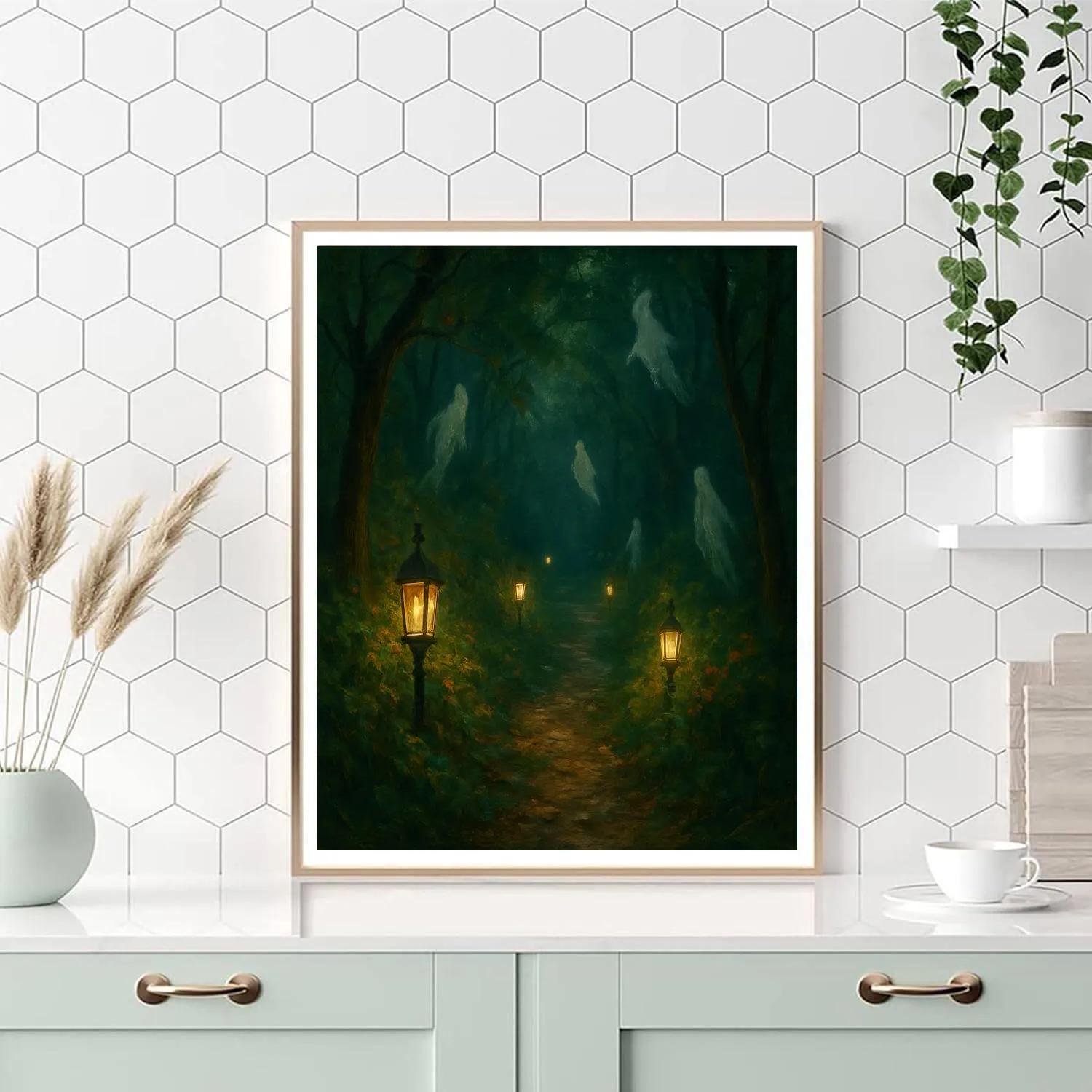 Eerie Lantern Forest Painting by numbers kit