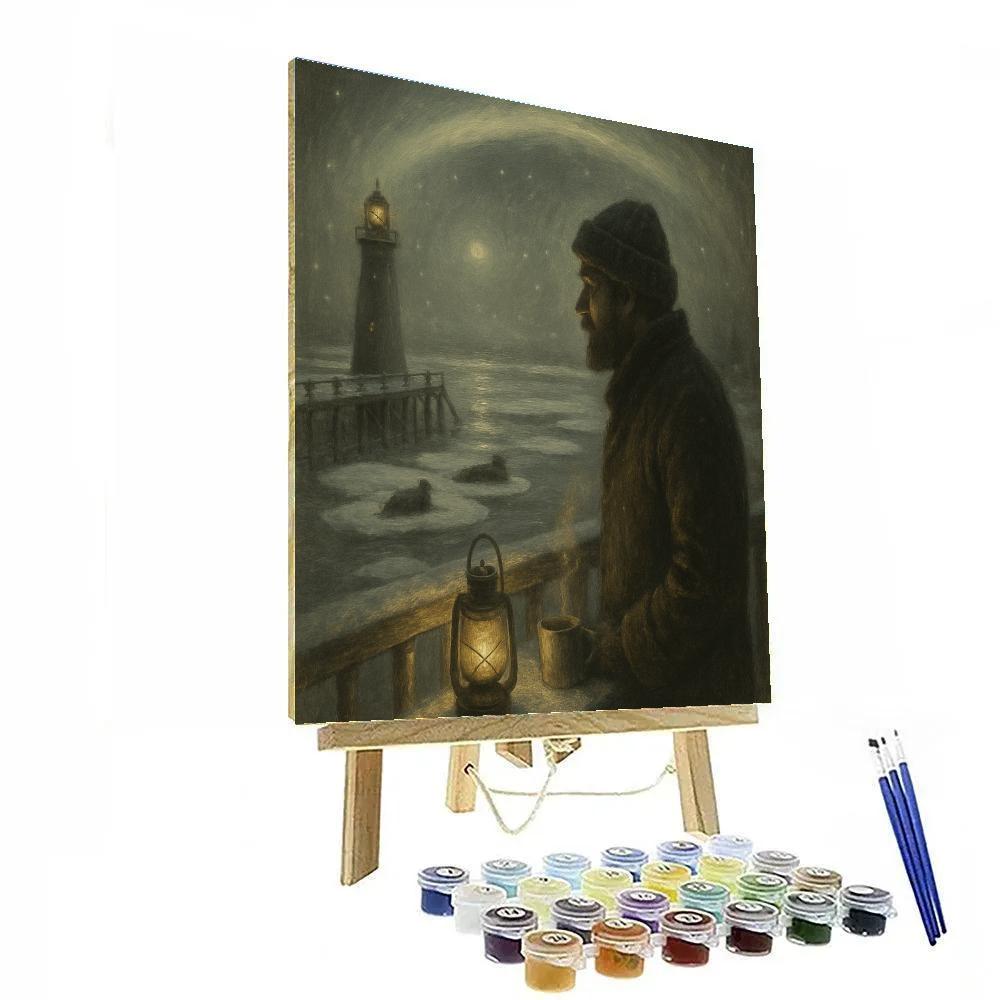 Silent Snowwatch Lighthouse paint by number