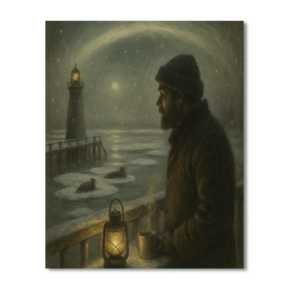 Silent Snowwatch Lighthouse paint by number
