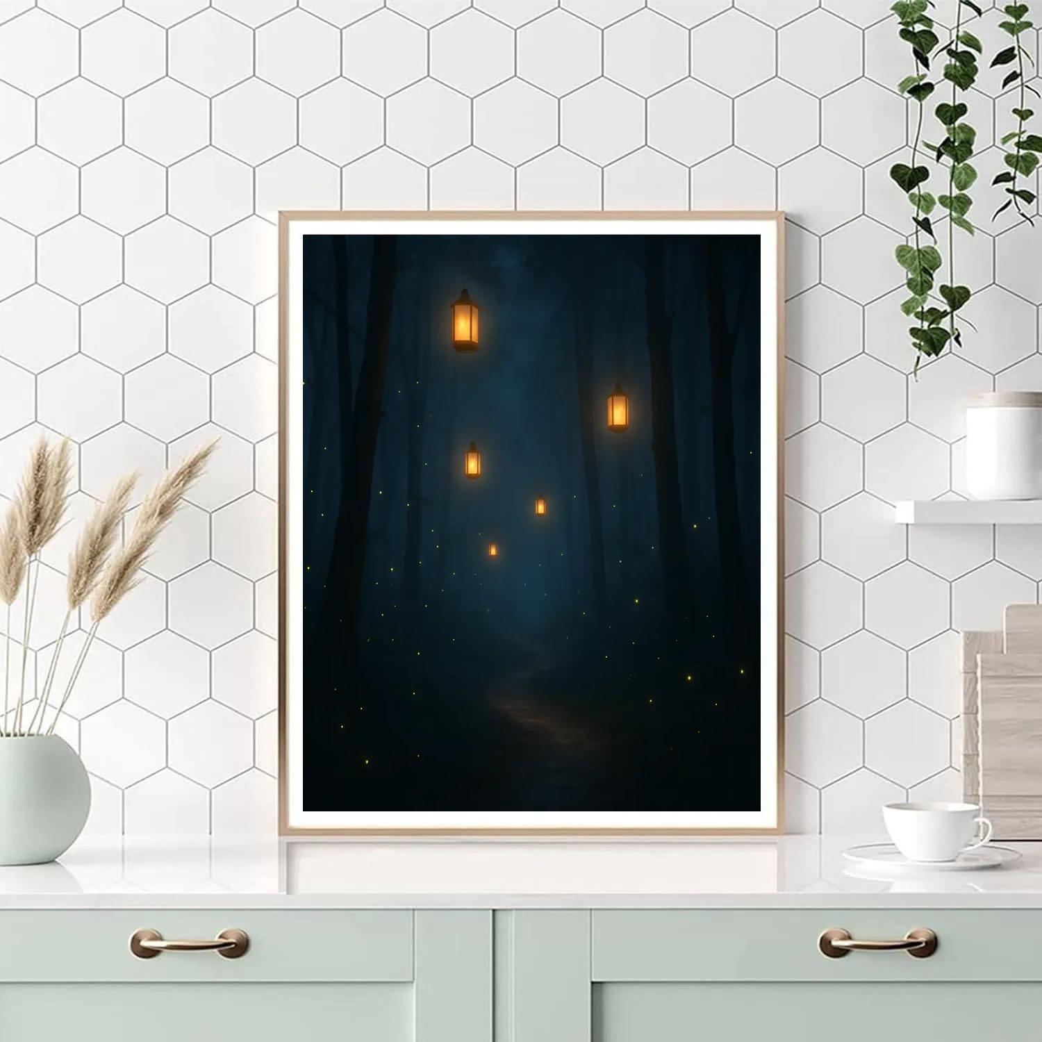 Foggy Lantern Path paint by numbers