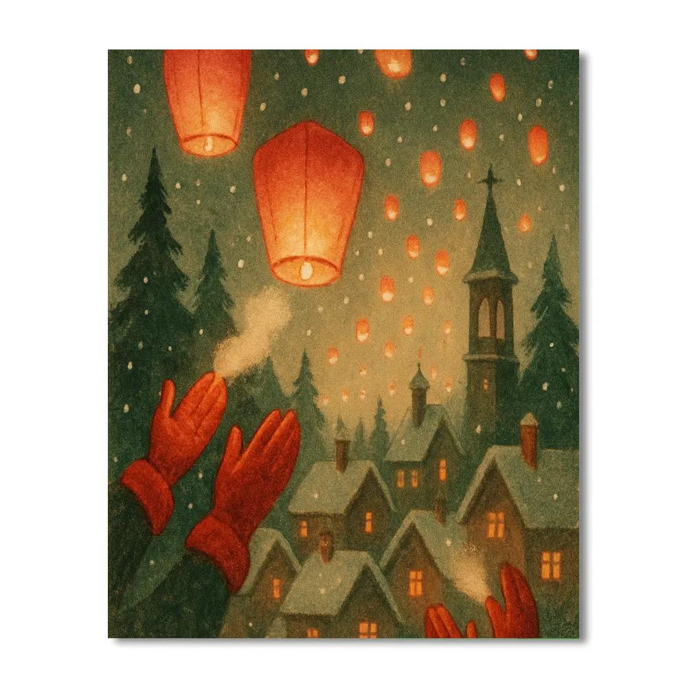 Frosted Paper Lantern Festival Painting by numbers kit