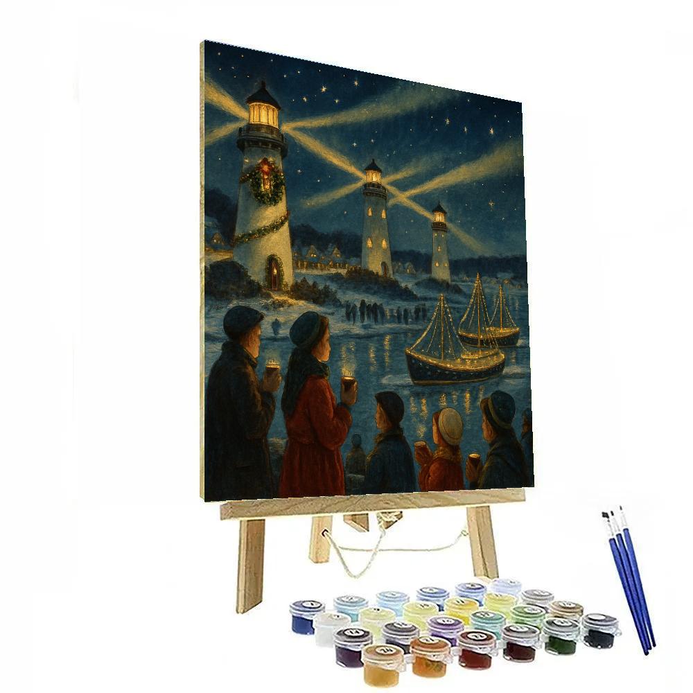 Snow Lantern Lighthouse Festival Paint by numbers art