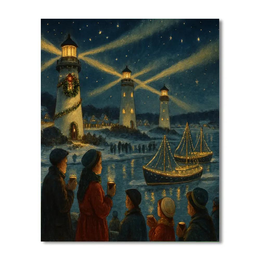 Snow Lantern Lighthouse Festival Paint by numbers art