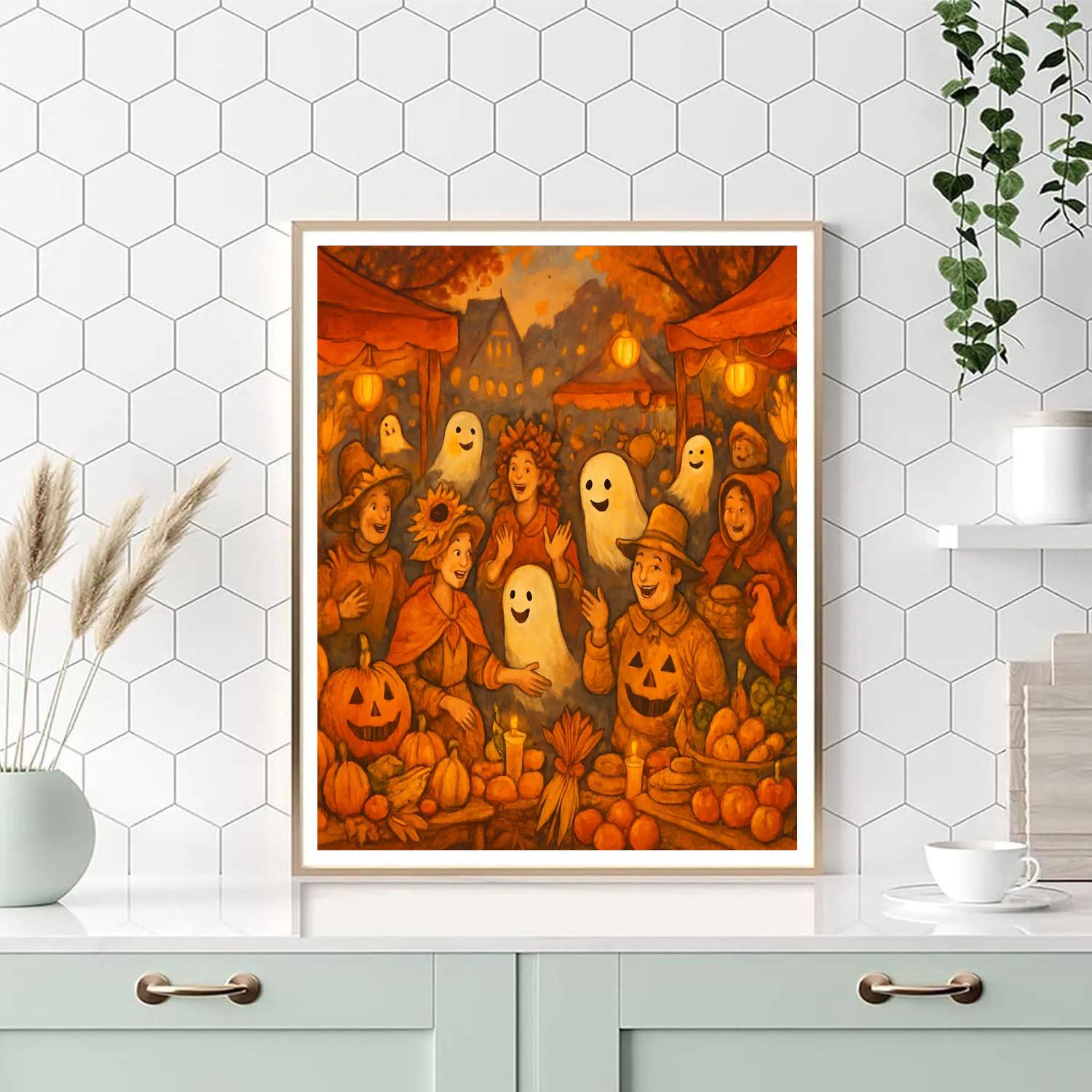 Ghostly Harvest Celebration painting number kit