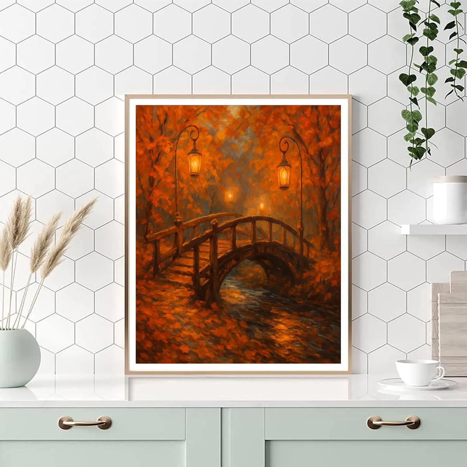 The Enchanted Lantern Bridge Numbered painting kits