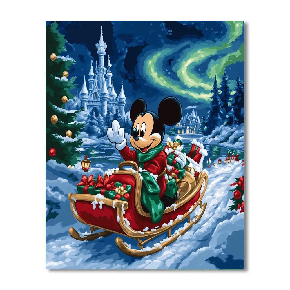 Mickeys Northern Lights Sleigh Ride paint by numbers