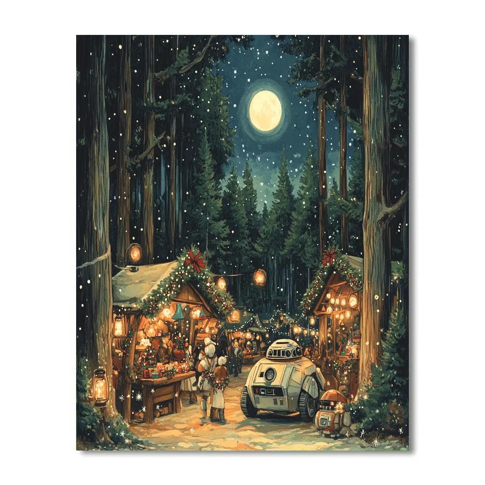 Star Wars Holiday Market On Endor paint by number