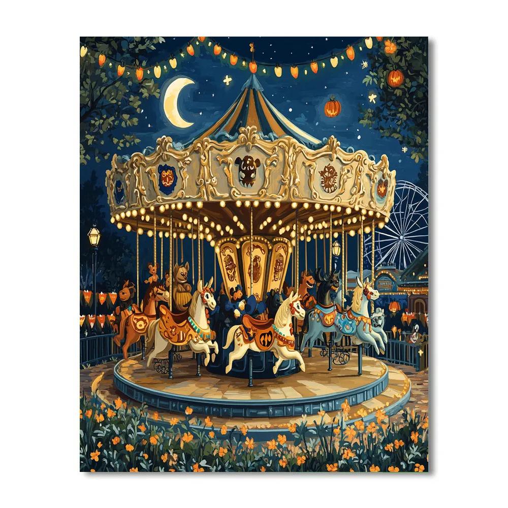 Haunted Carousel At Twilight Number painting