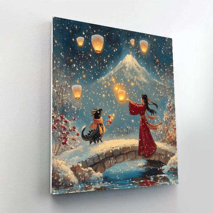Mulans Lantern Festival Snowfall DIY paint by numbers