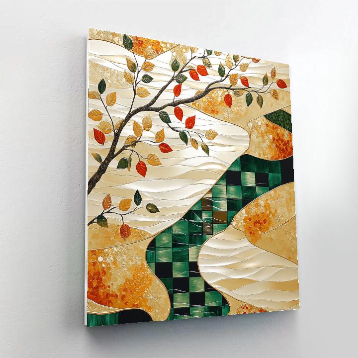 Gustav Klimt Inspired Ornamental River Of Leaves Number painting