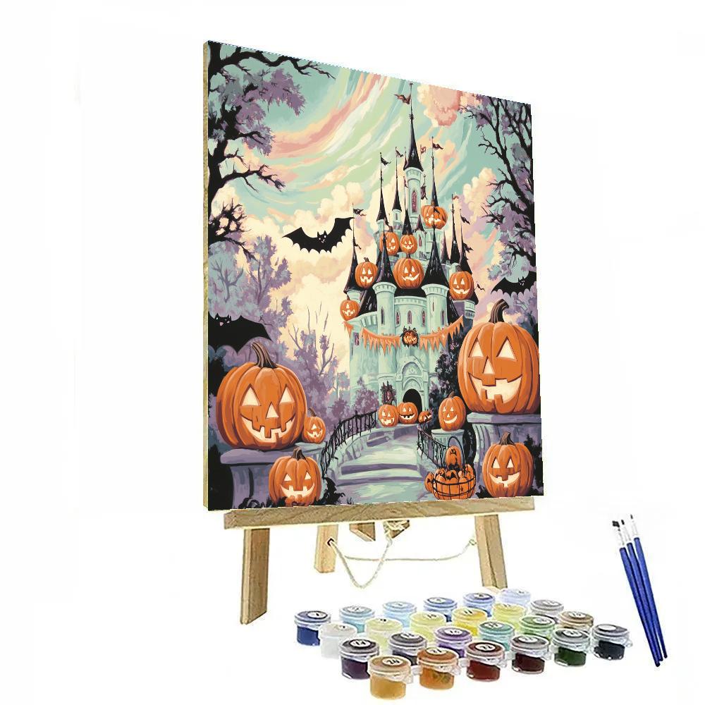 Aurora Over The Pumpkin Castle paint by color