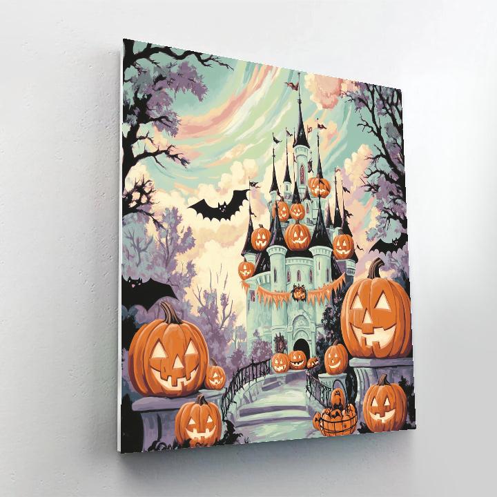 Aurora Over The Pumpkin Castle paint by color