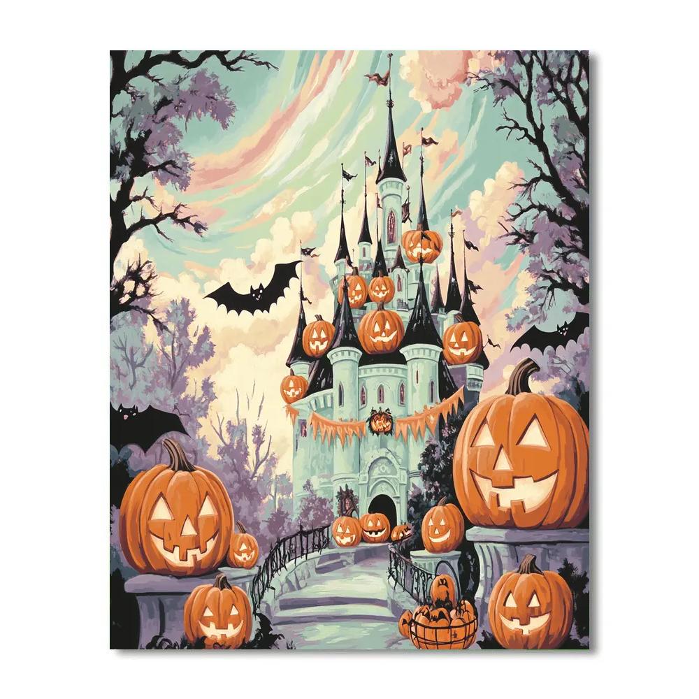 Aurora Over The Pumpkin Castle paint by color