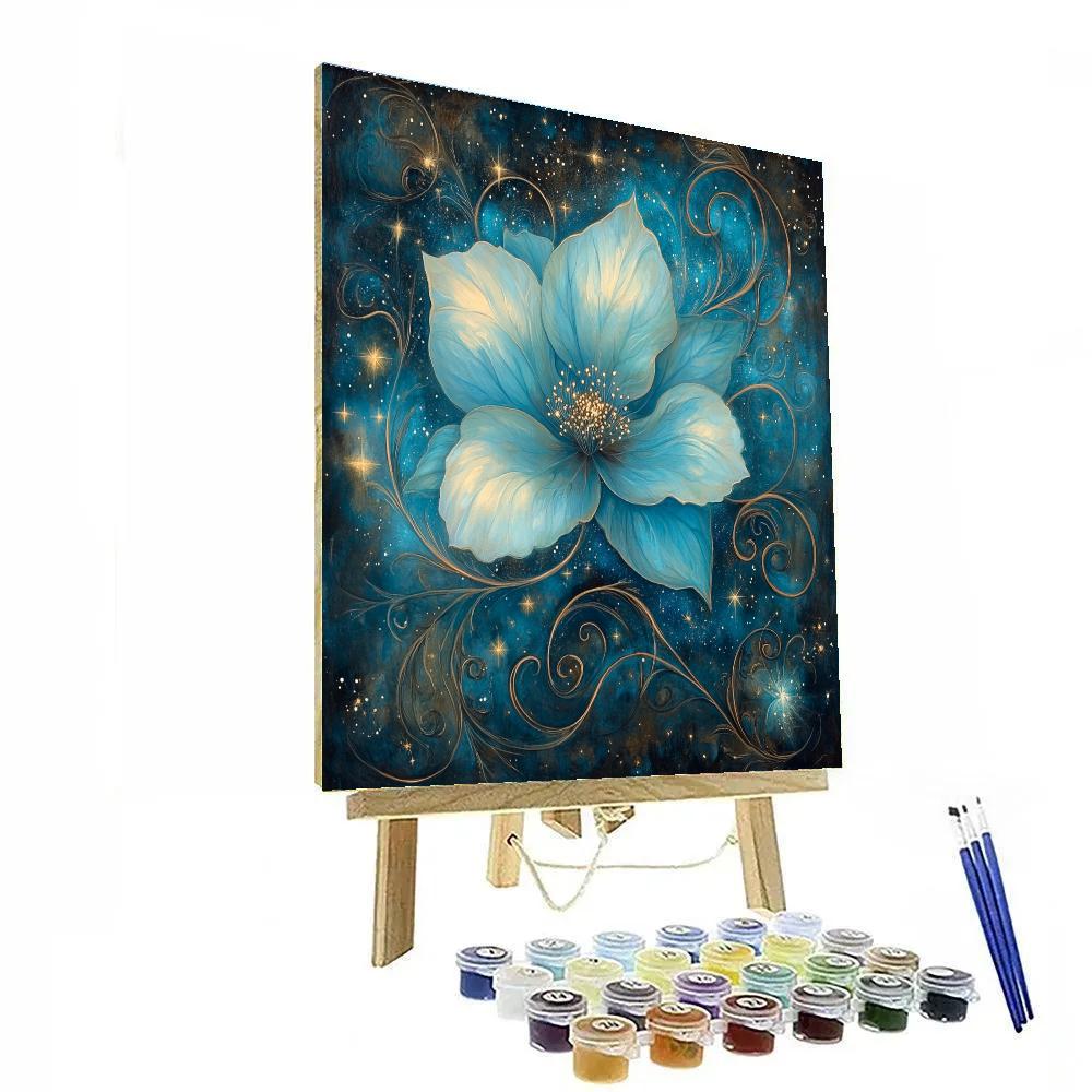 Alphonse Mucha Inspired Luminous Celestial Bloom Number painting