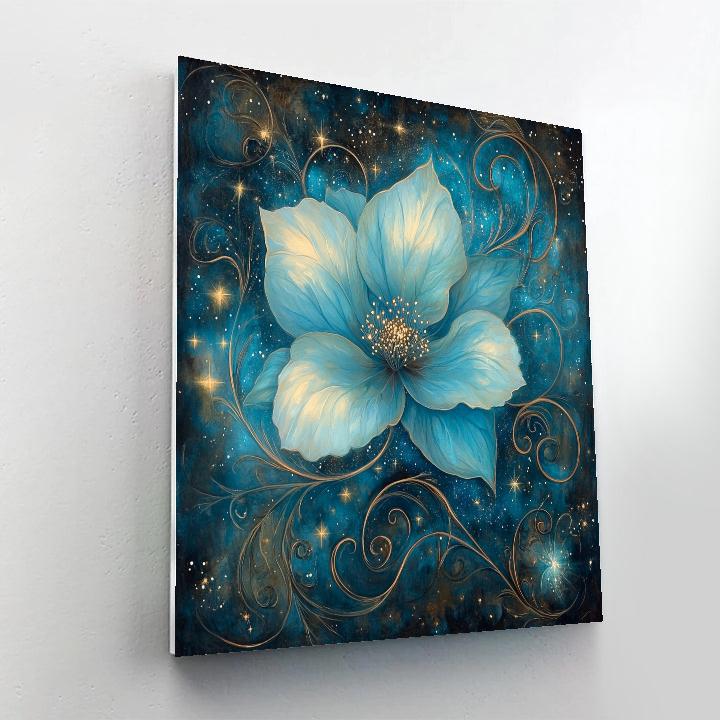 Alphonse Mucha Inspired Luminous Celestial Bloom Number painting