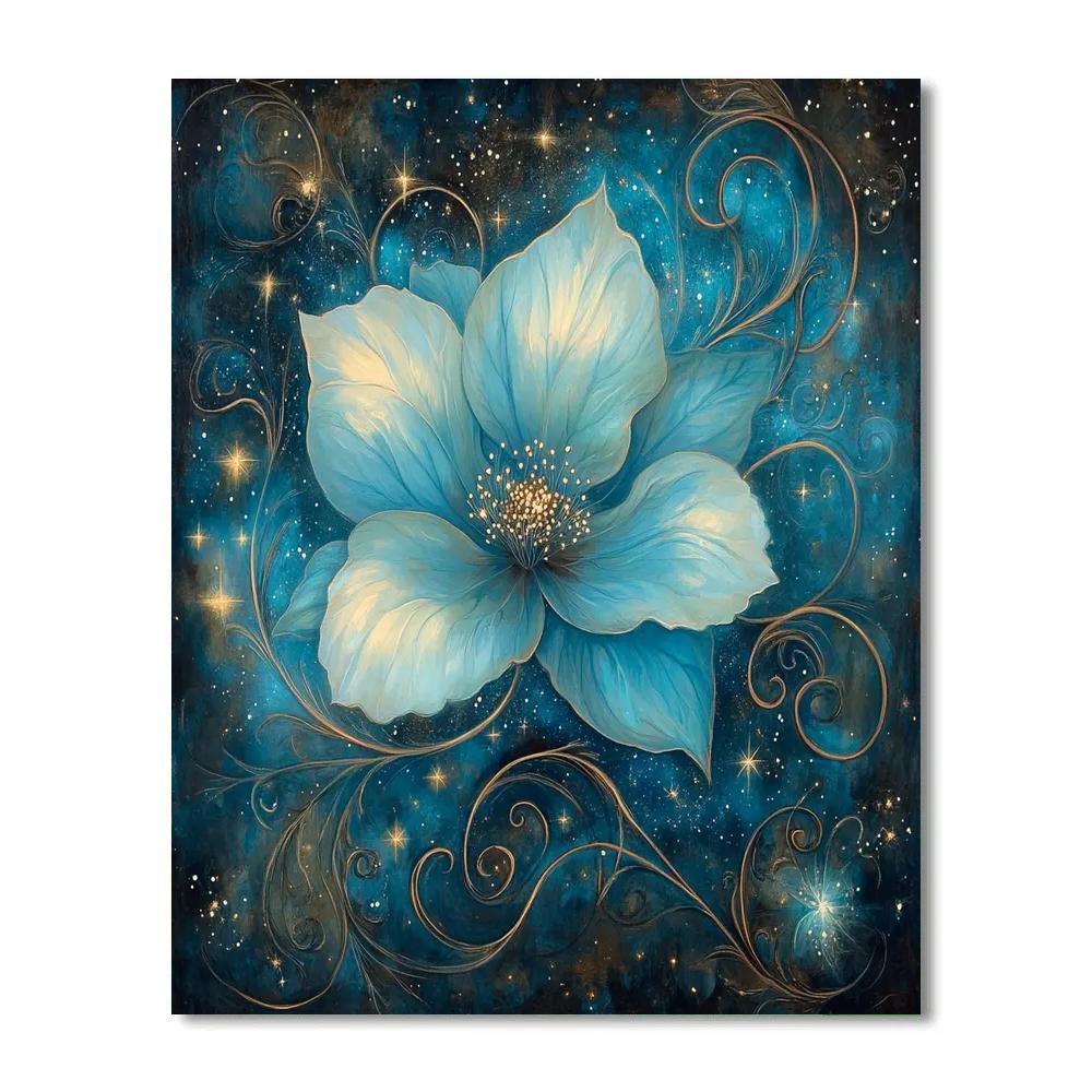 Alphonse Mucha Inspired Luminous Celestial Bloom Number painting