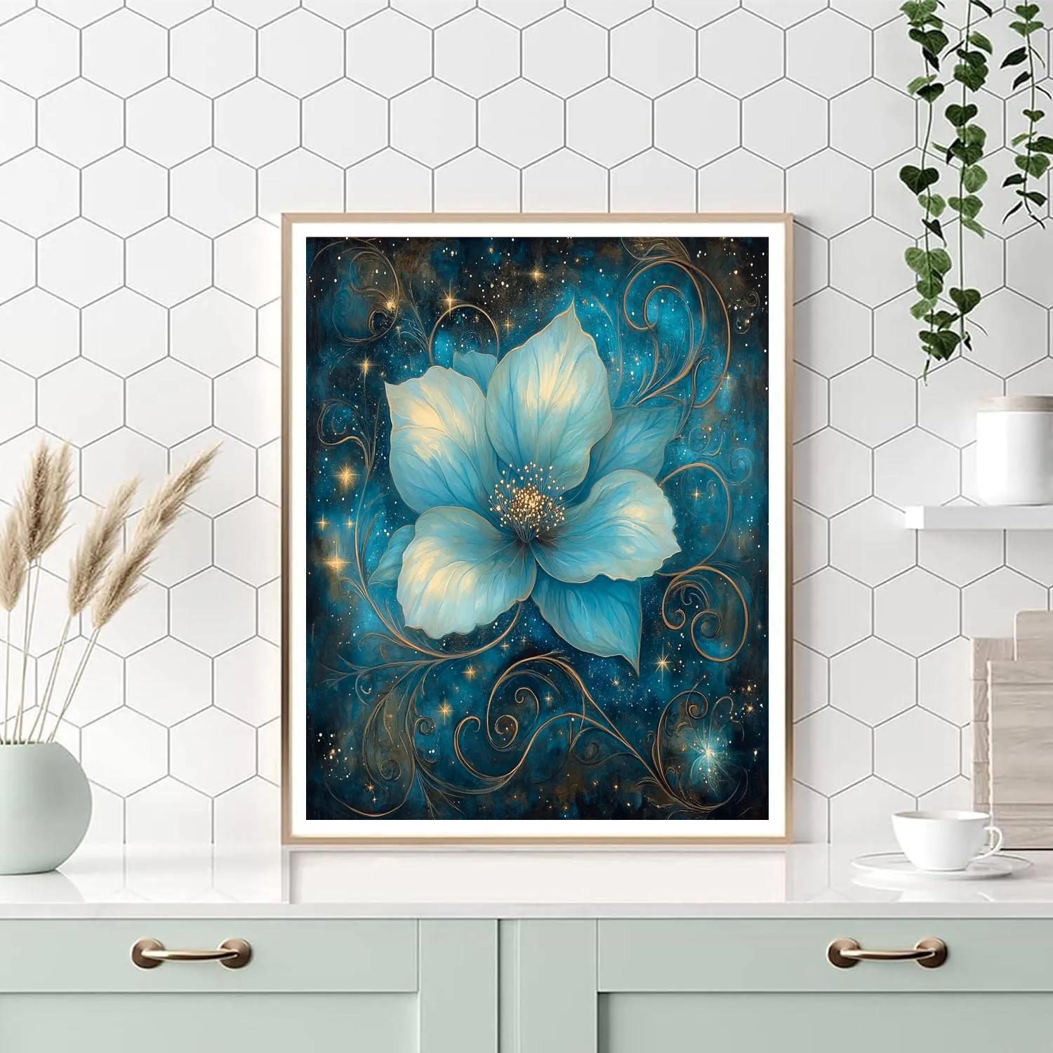 Alphonse Mucha Inspired Luminous Celestial Bloom Number painting