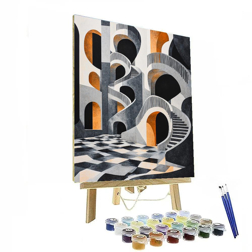 M.C. Escher Inspired Fractal Observatory Painting by numbers kit