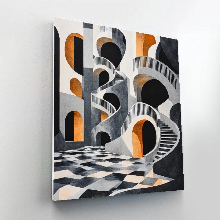 M.C. Escher Inspired Fractal Observatory Painting by numbers kit