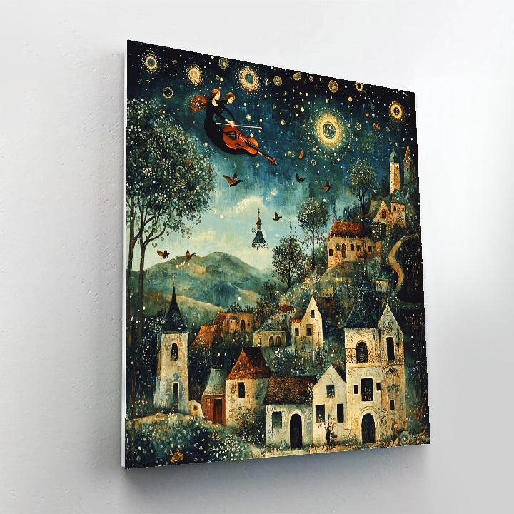 Chagall Inspired Flying Violinist Number painting