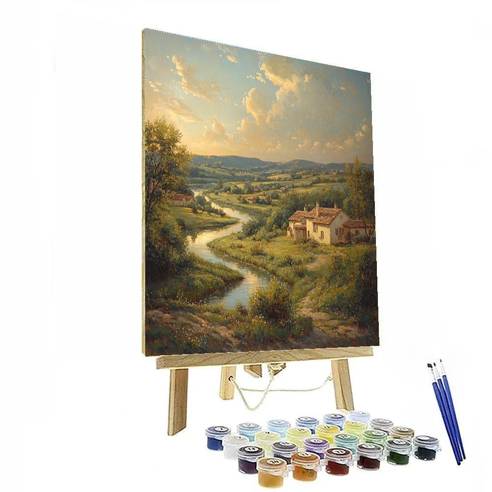 John Constable Inspired River Valley Morning paint by numbers