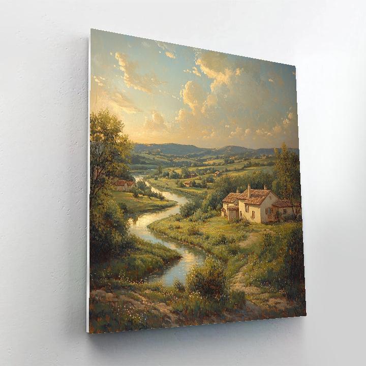 John Constable Inspired River Valley Morning paint by numbers