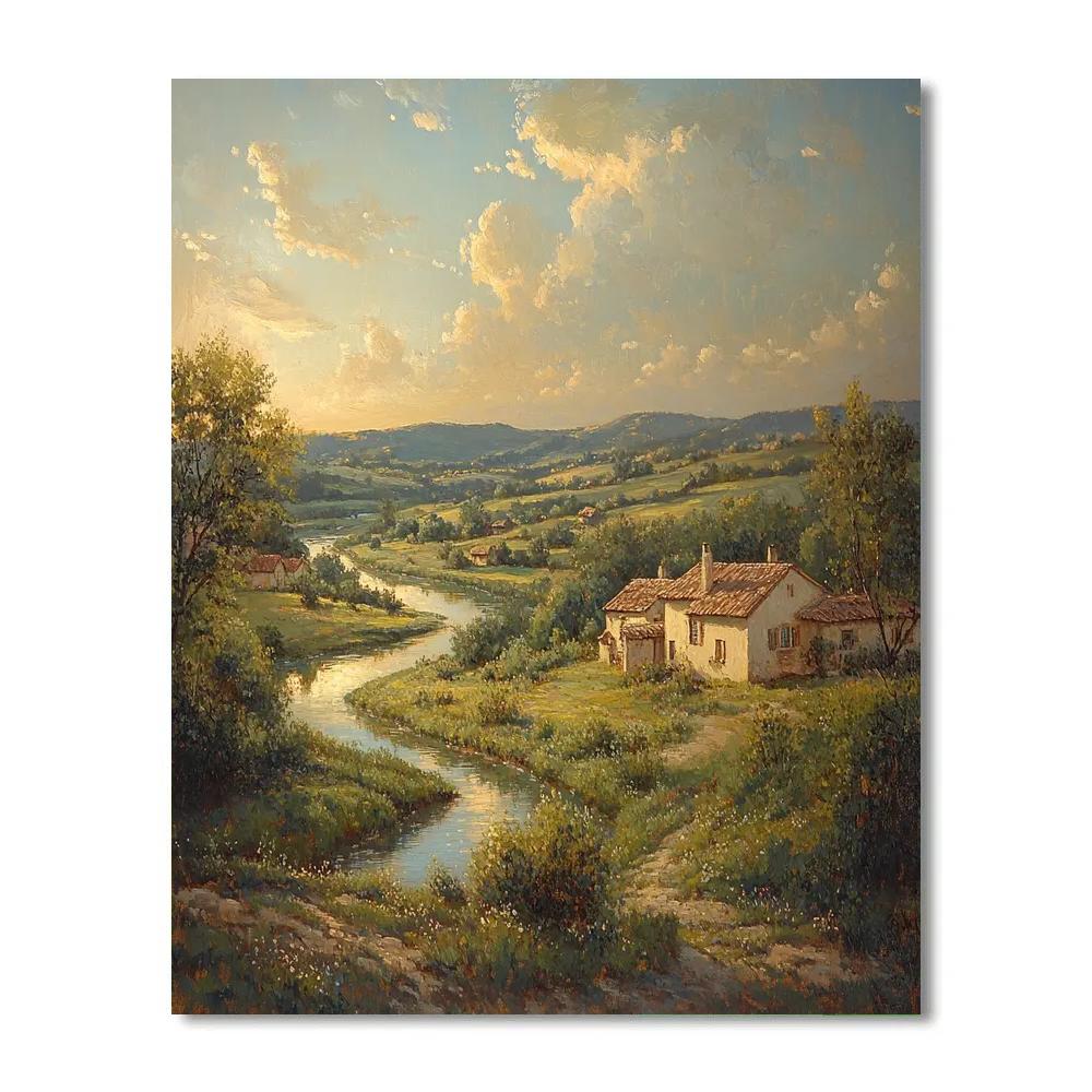 John Constable Inspired River Valley Morning paint by numbers