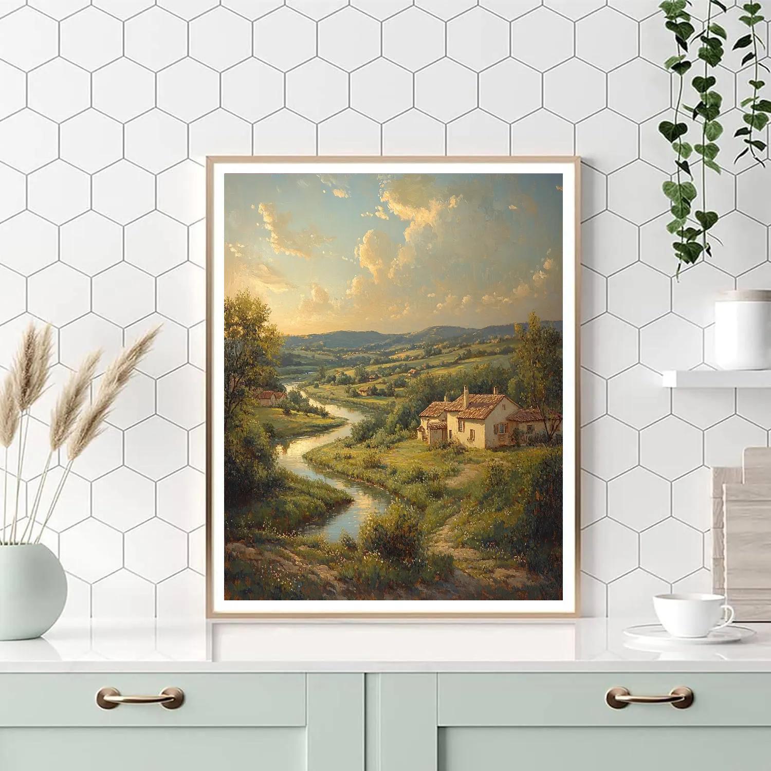 John Constable Inspired River Valley Morning paint by numbers