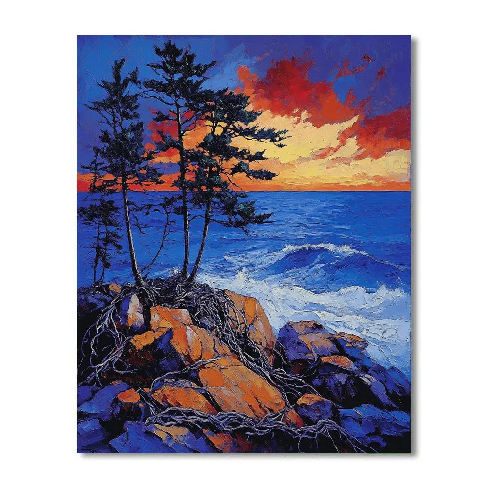 Arthur Lismer Inspired Windswept Georgian Pines paint by numbers