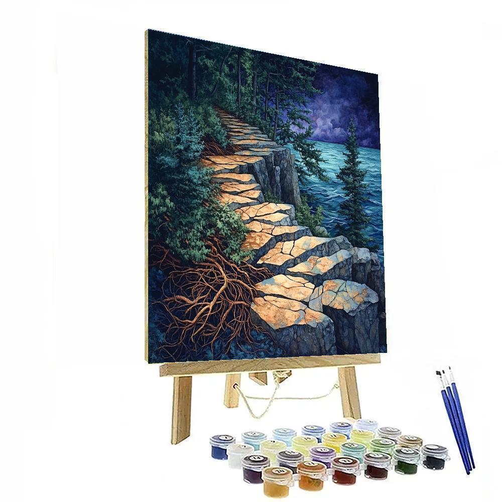 Arthur Lismer Inspired Twilight Tangles And Granite paint by numbers