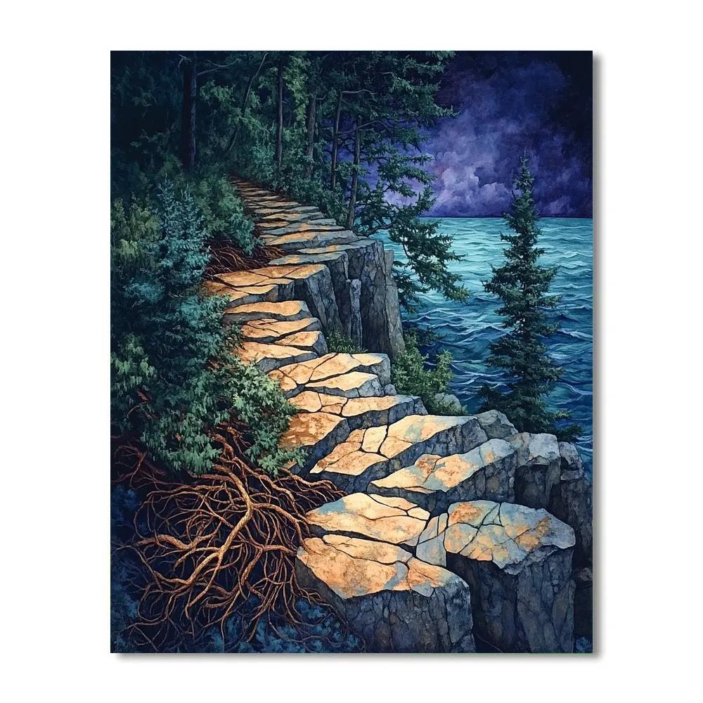 Arthur Lismer Inspired Twilight Tangles And Granite paint by numbers