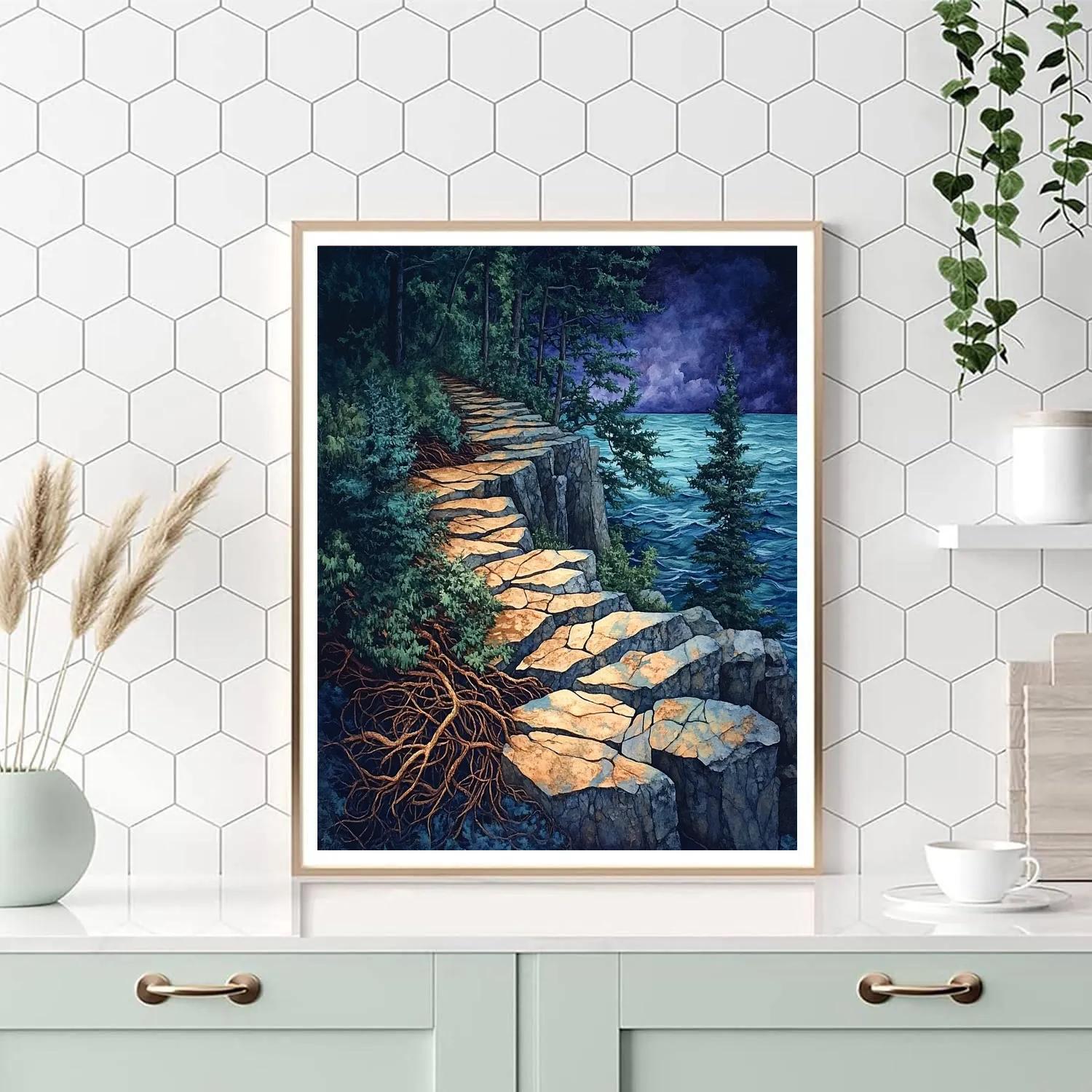 Arthur Lismer Inspired Twilight Tangles And Granite paint by numbers