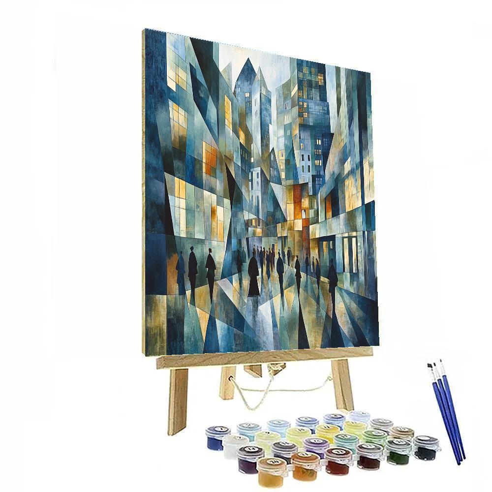 Picasso Inspired Abstract City Streets paint by color