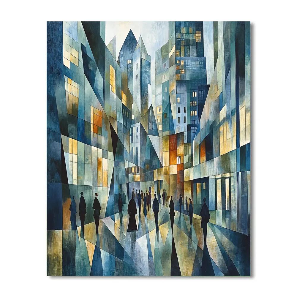 Picasso Inspired Abstract City Streets paint by color