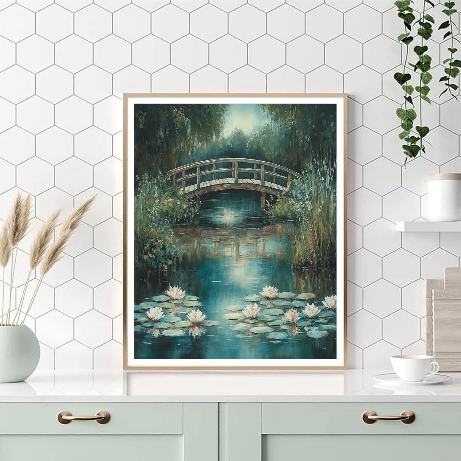 Claude Monet Inspired Japanese Bridge Evening Reflection painting number kit