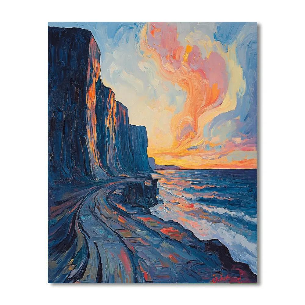 Edvard Munch Inspired Trembling Fjord Dusk paint by color