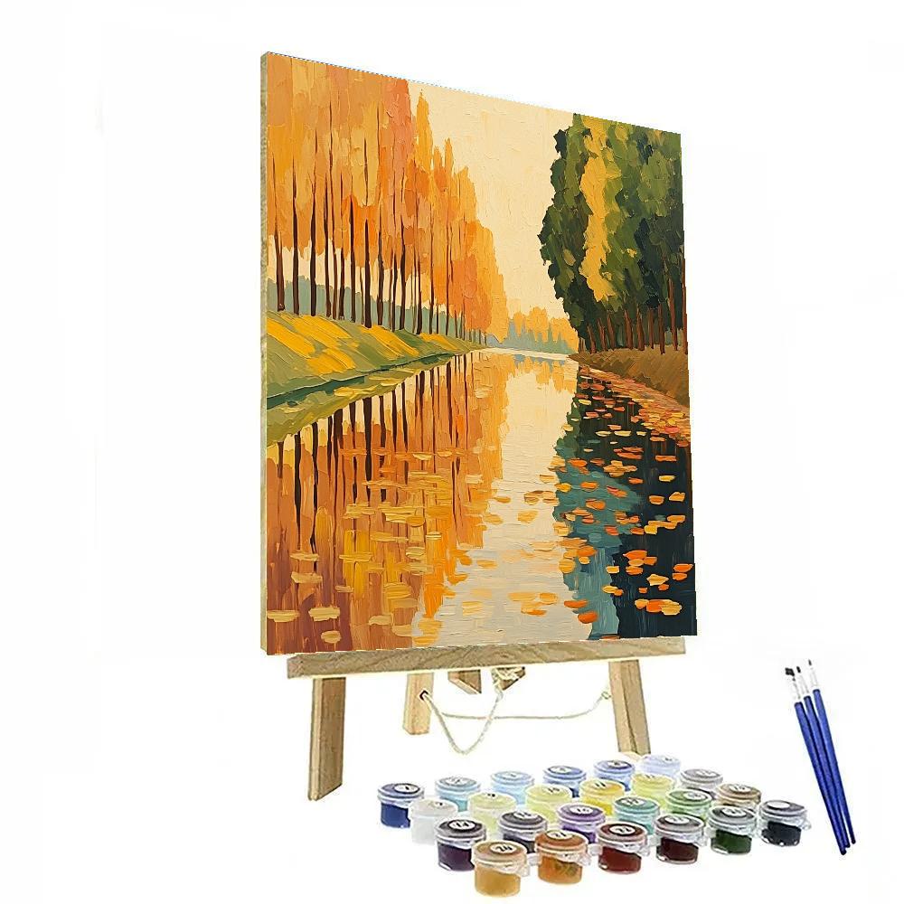 Claude Monet Inspired Autumnal Riverbank Serenity paint by numbers