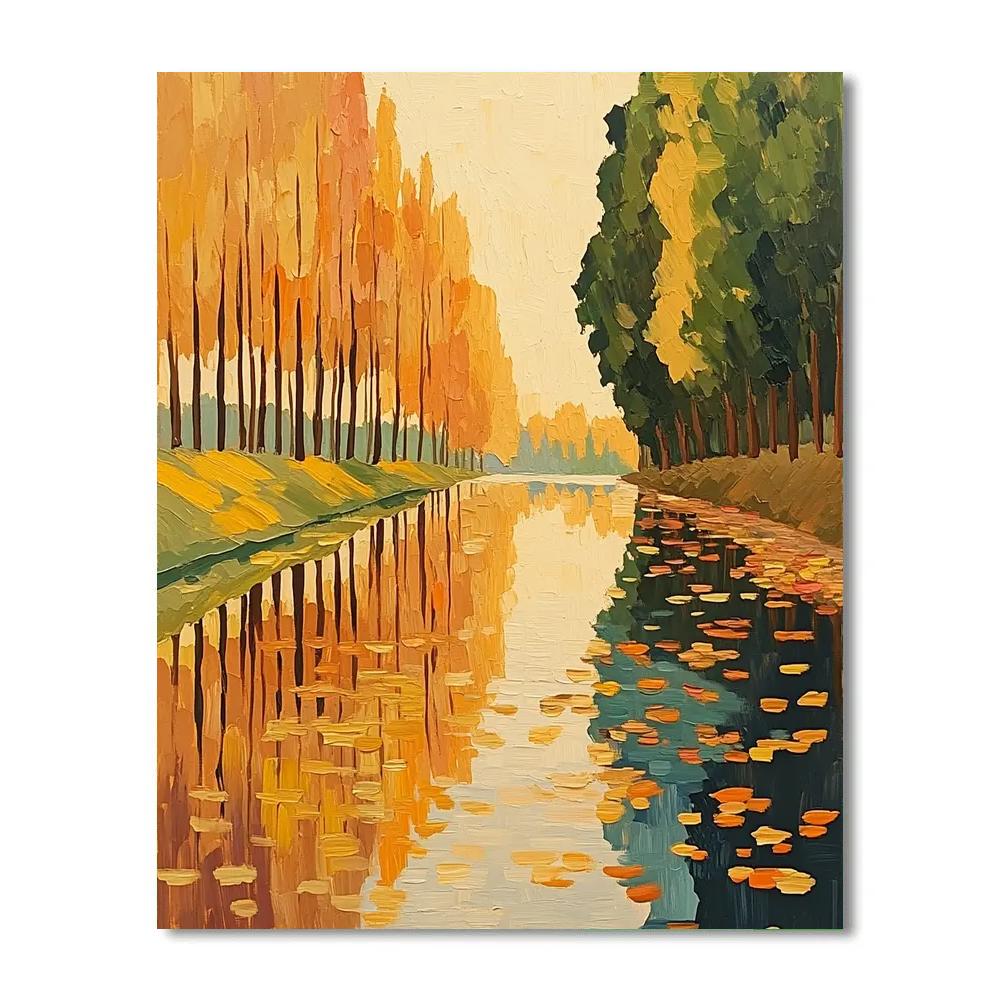 Claude Monet Inspired Autumnal Riverbank Serenity paint by numbers