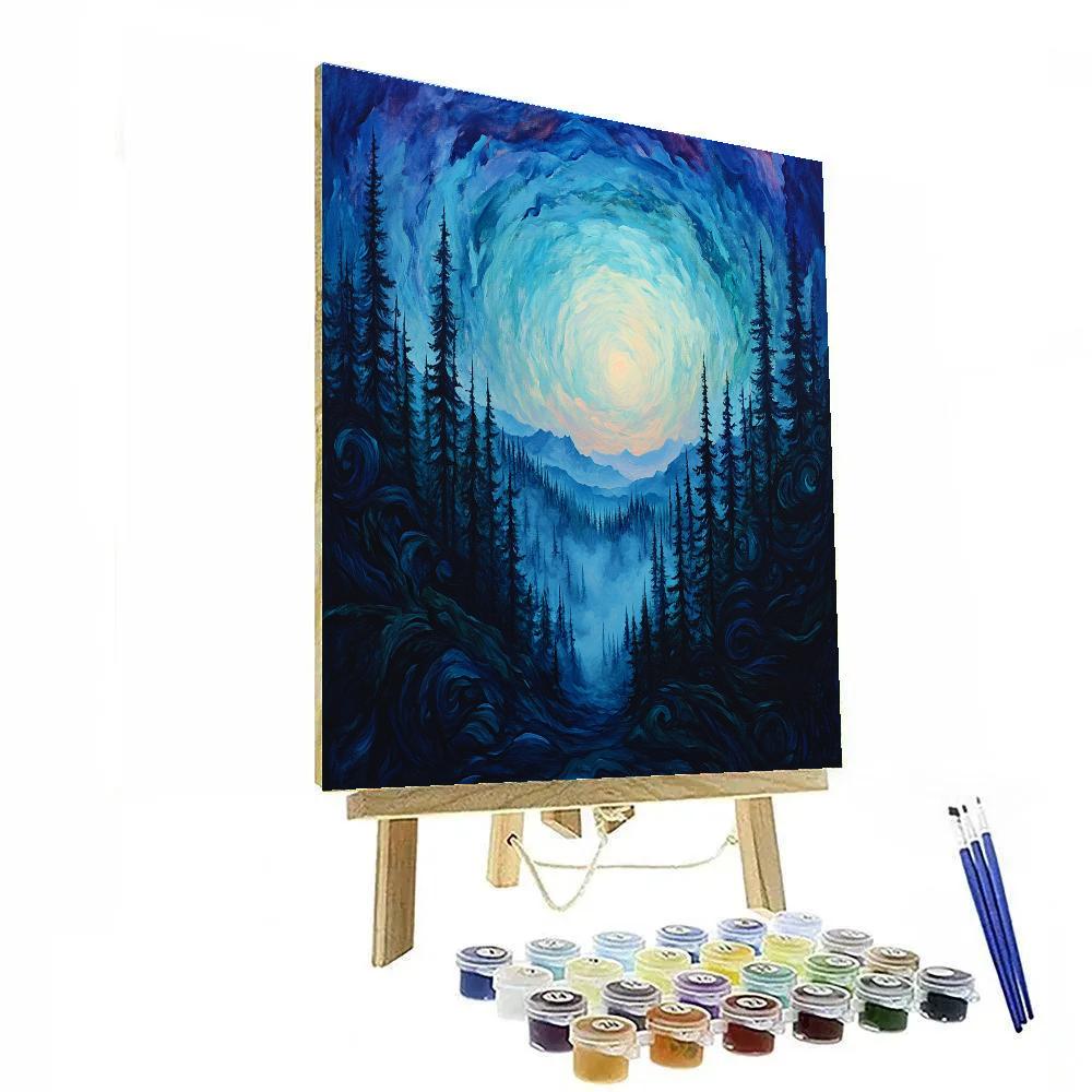 Edvard Munch Inspired Enchanted Boreal Night paint by number