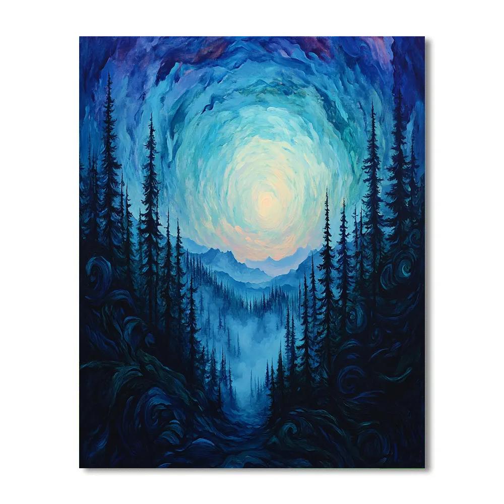 Edvard Munch Inspired Enchanted Boreal Night paint by number
