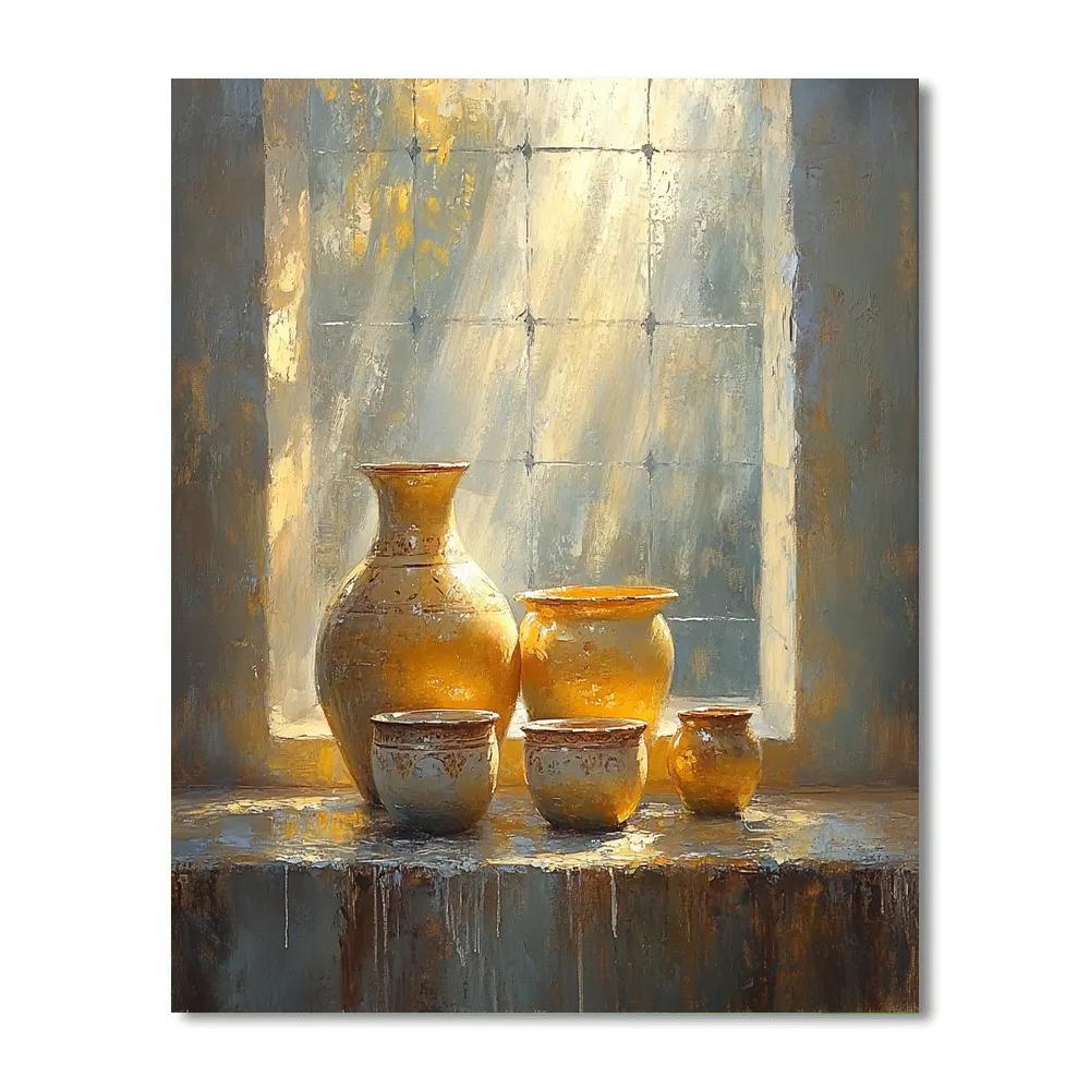 Diego Velazquez Inspired Ceramic Vessels With Diffused Silvery Light DIY paint by numbers