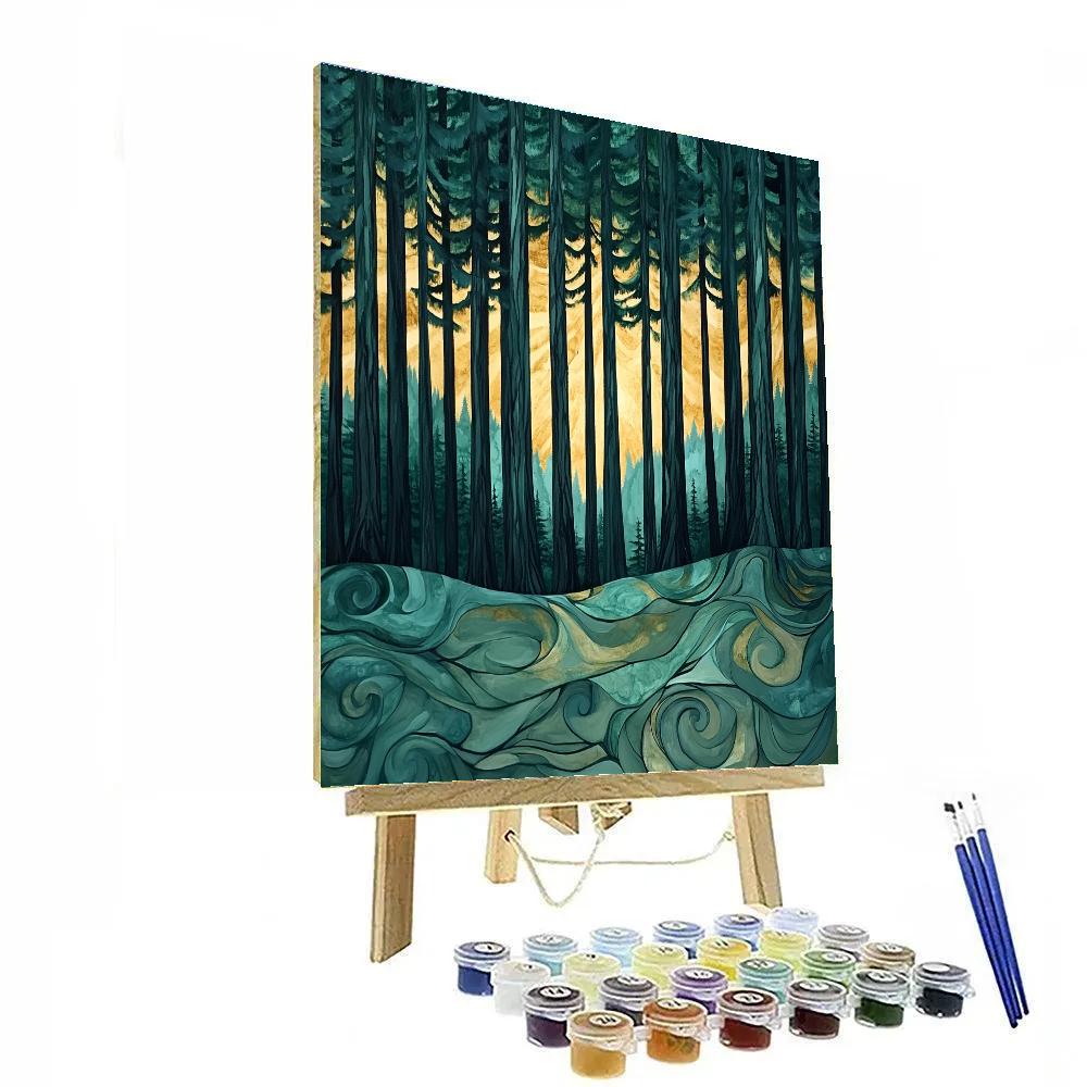 Emily Carr Inspired Cathedral Grove Of Light Paint by numbers art