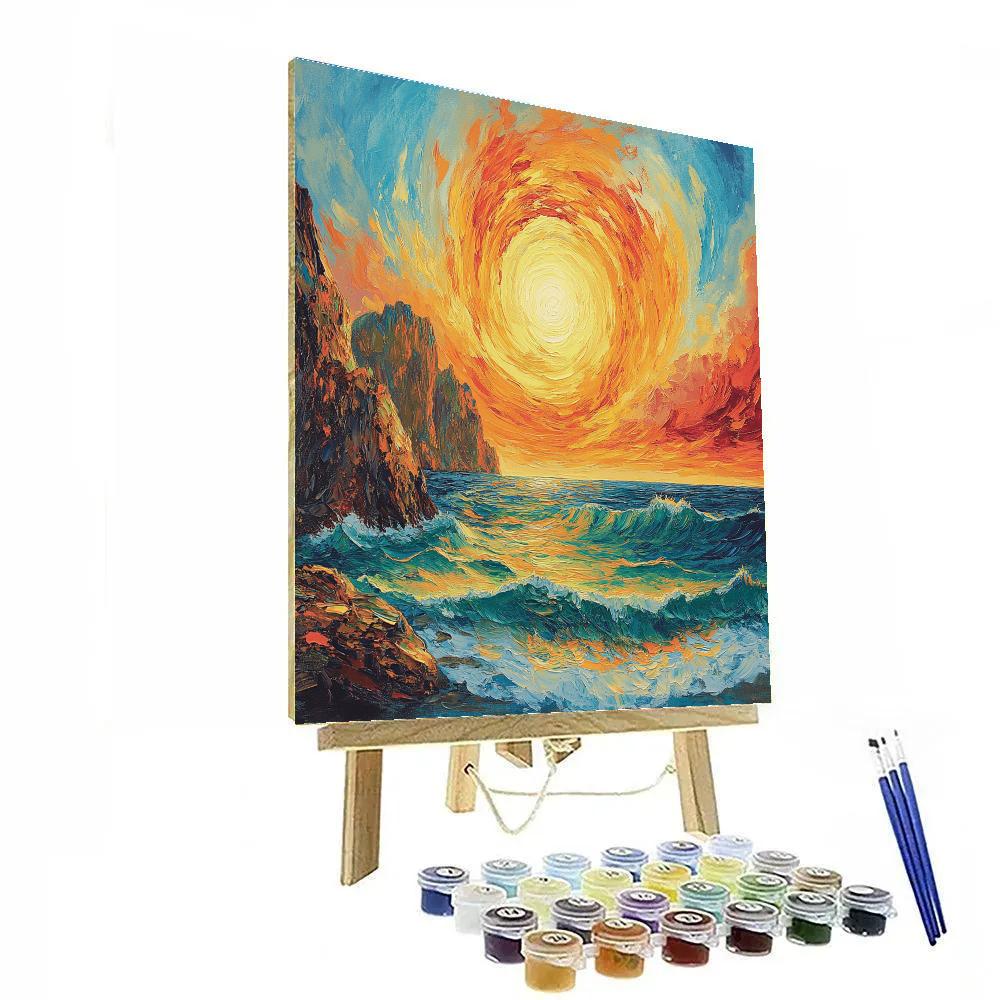 Edvard Munch Inspired Cosmic Tide Sunrise painting number kit