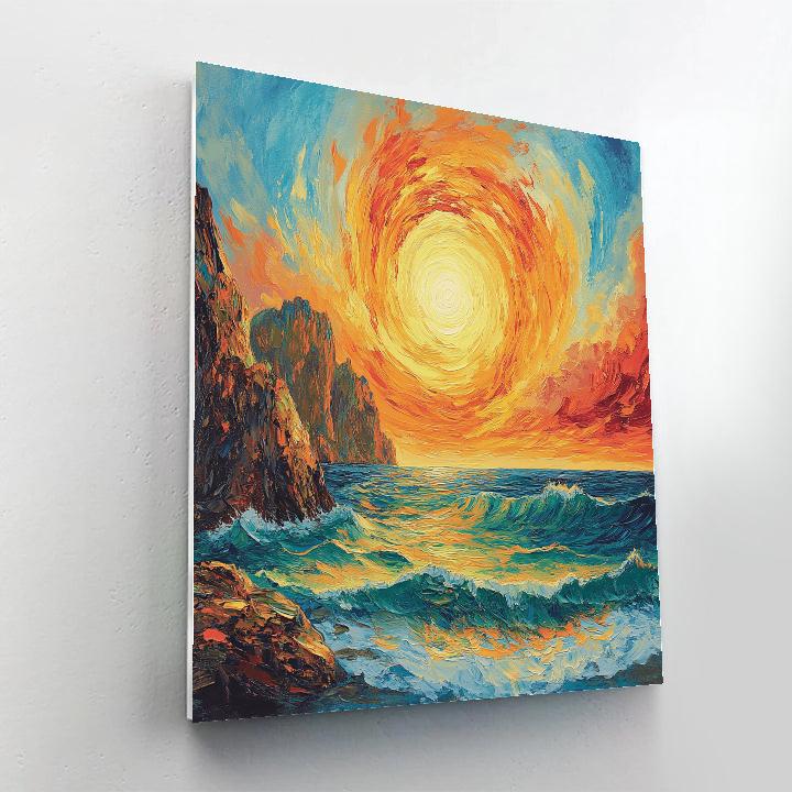 Edvard Munch Inspired Cosmic Tide Sunrise painting number kit