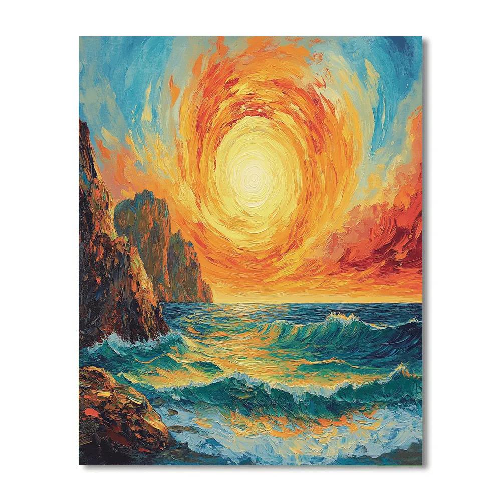 Edvard Munch Inspired Cosmic Tide Sunrise painting number kit