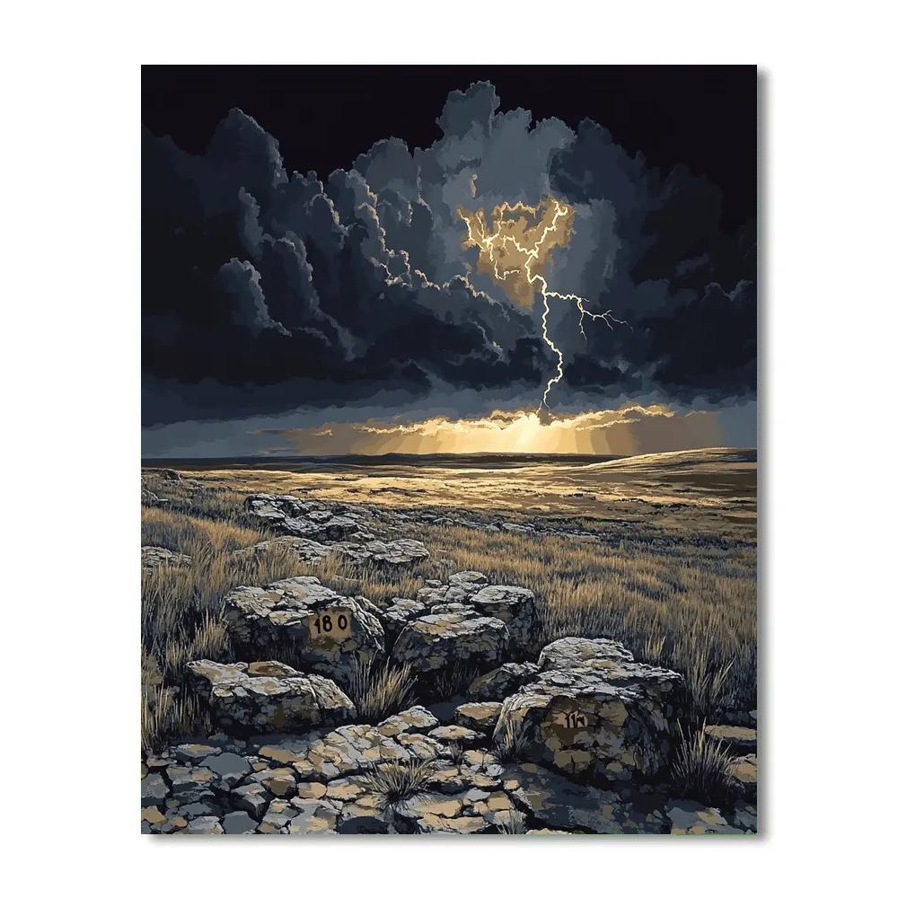 Francisco Goya Inspired Storm Over Ashen Plateau Number painting