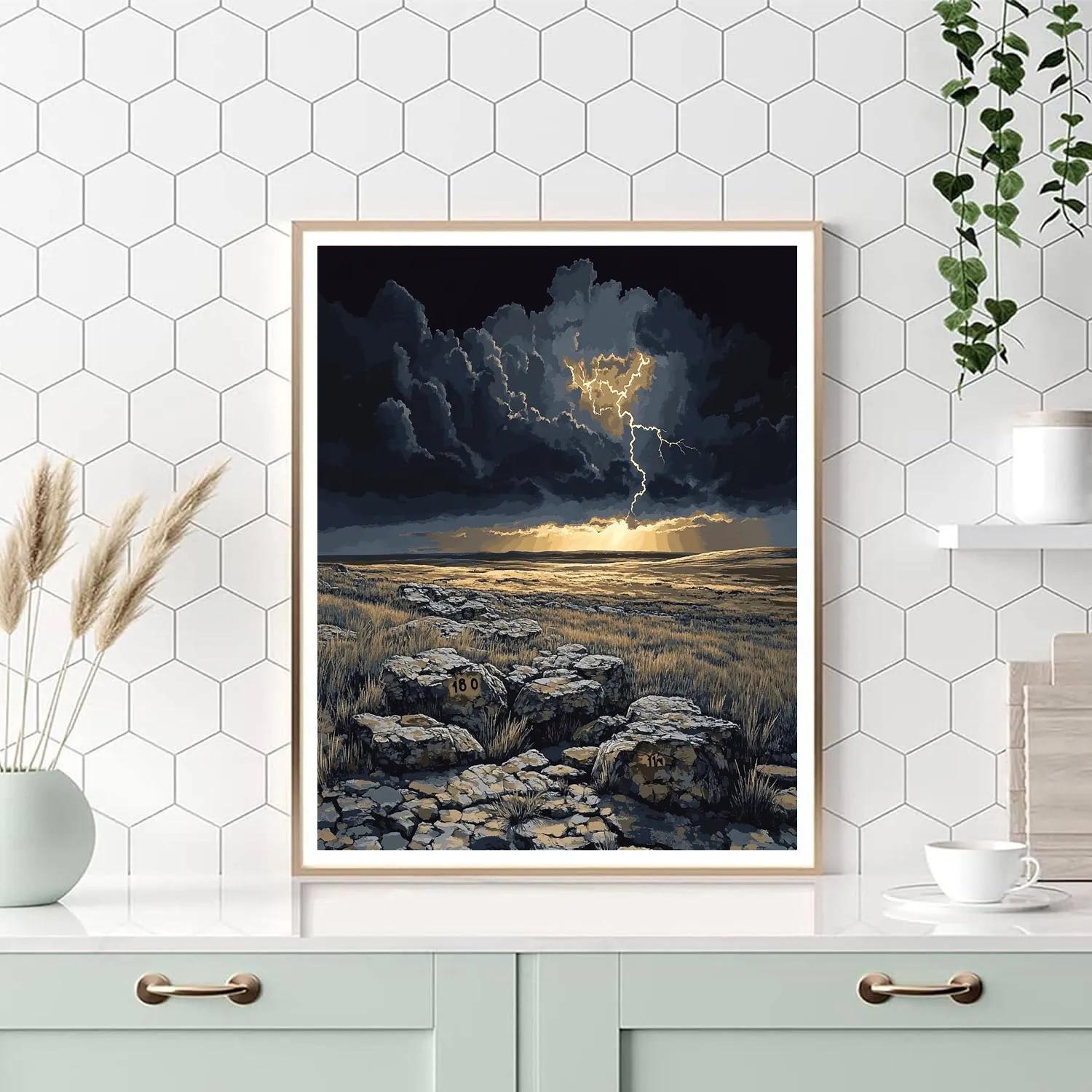 Francisco Goya Inspired Storm Over Ashen Plateau Number painting