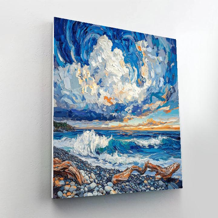 Emily Carr Inspired Coastal Tempest With Driftwood Choir paint by number