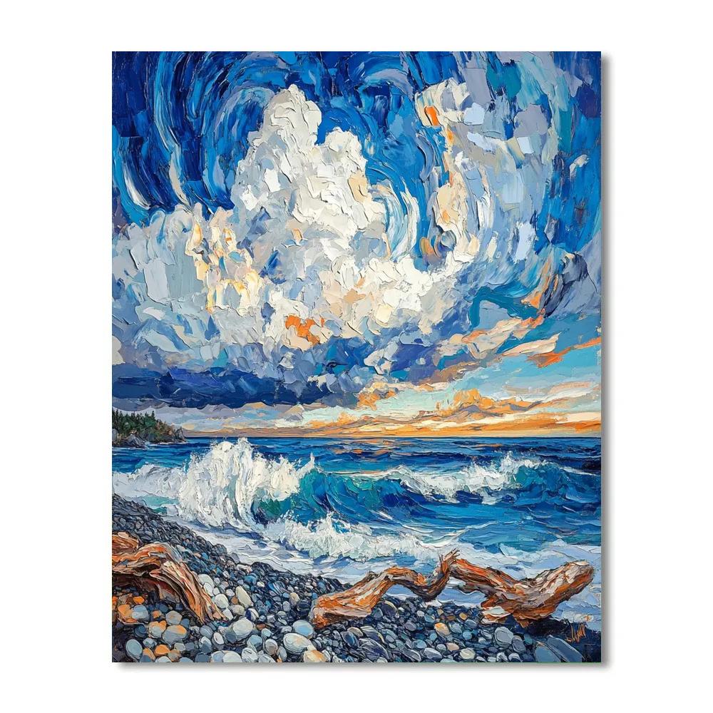 Emily Carr Inspired Coastal Tempest With Driftwood Choir paint by number