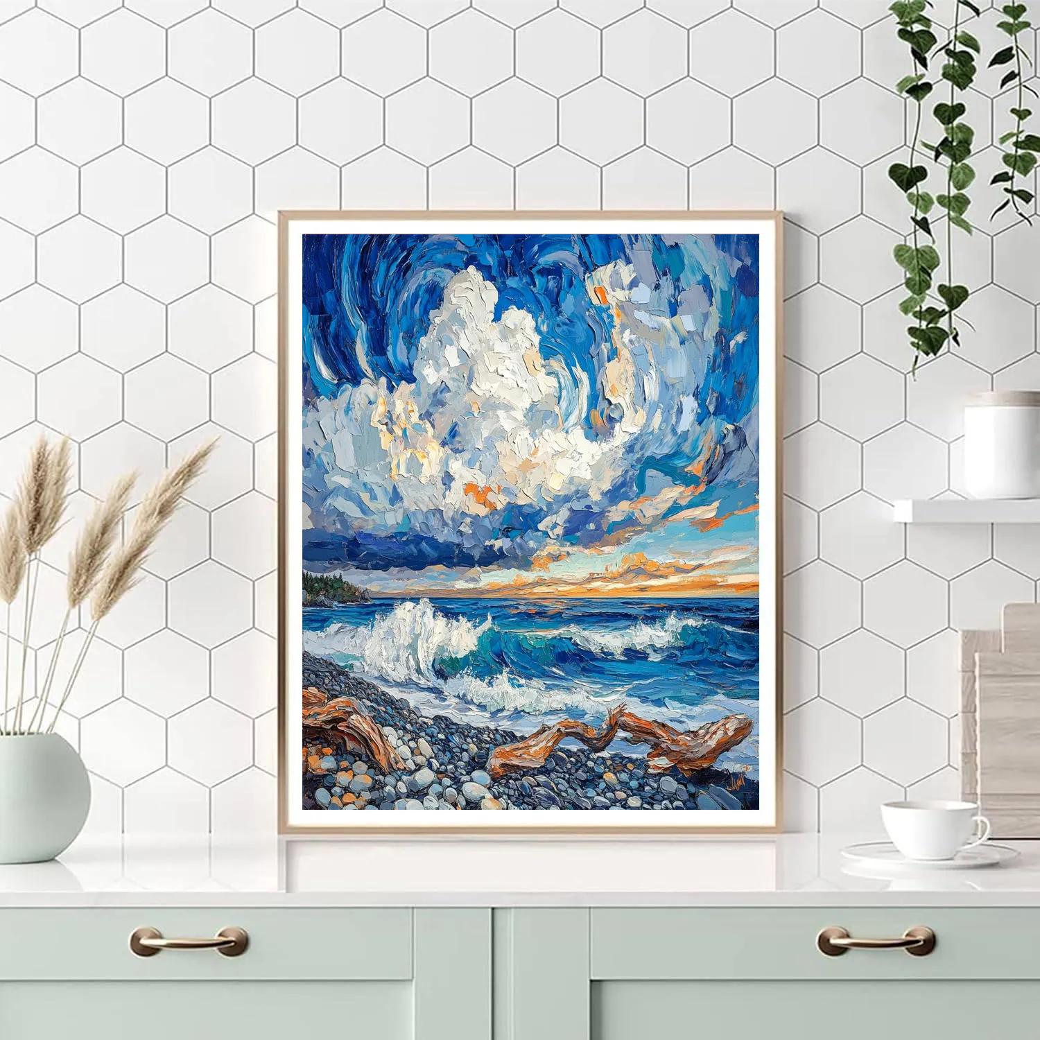 Emily Carr Inspired Coastal Tempest With Driftwood Choir paint by number